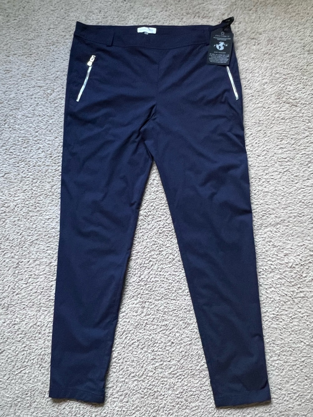 Anatomie Marisa Travel Pants Navy Blue Skinny Zip Pockets NWT Size Large